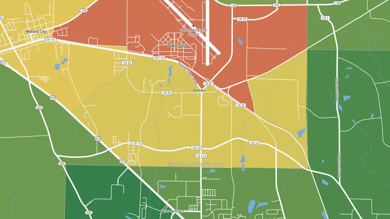 Grimes, AL Map of Arson Rates
