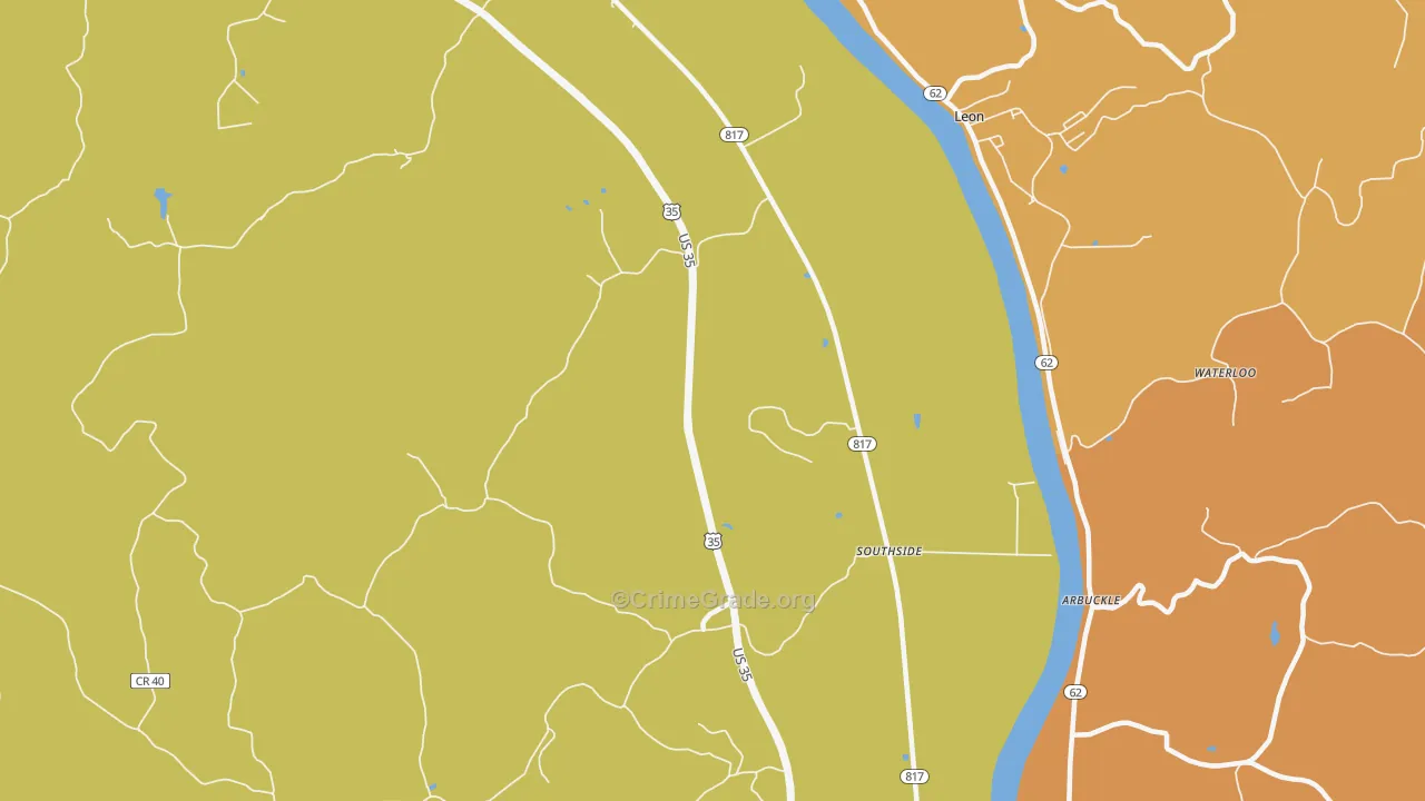 Grimms Landing, WV Map of Arson Rates