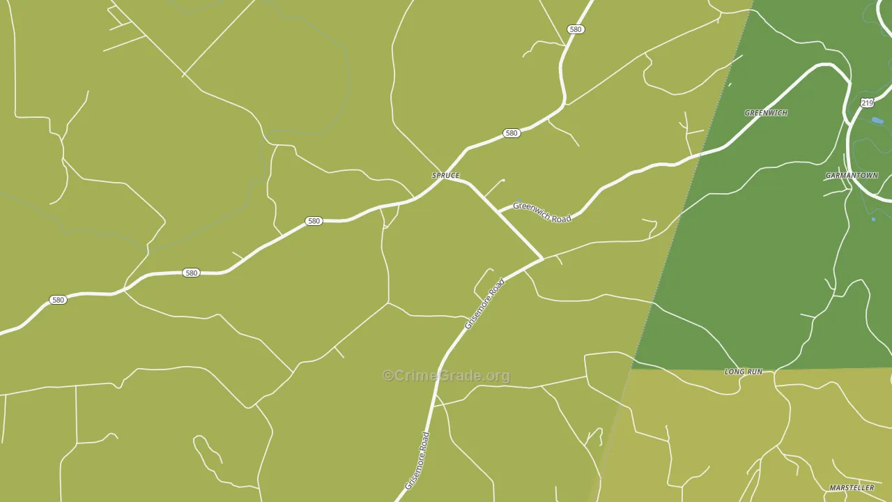 Grisemore, PA Map of Arson Rates