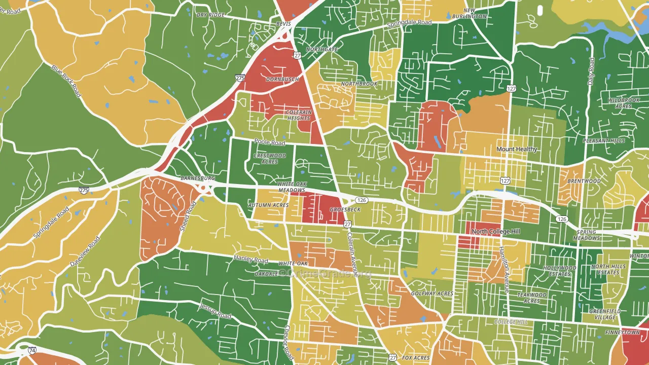 Groesbeck, Cincinnati, OH Map of Arson Rates