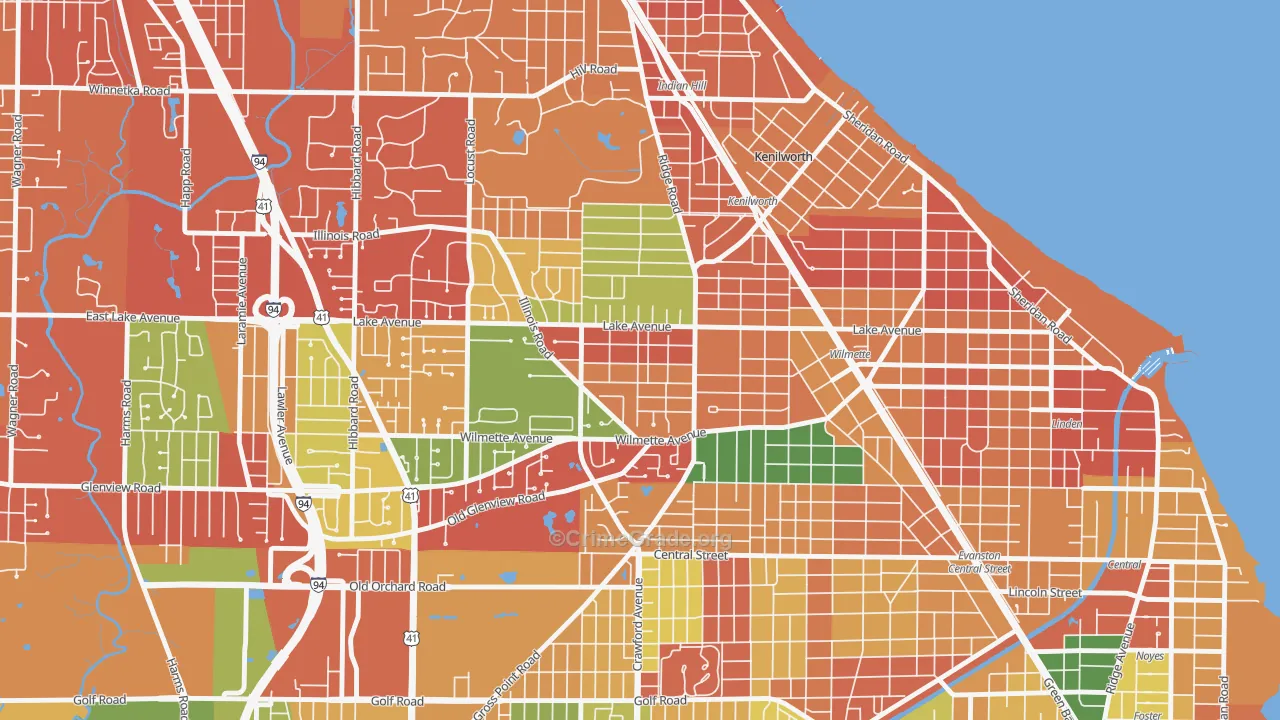 Gross Point, Wilmette, IL Map of Arson Rates