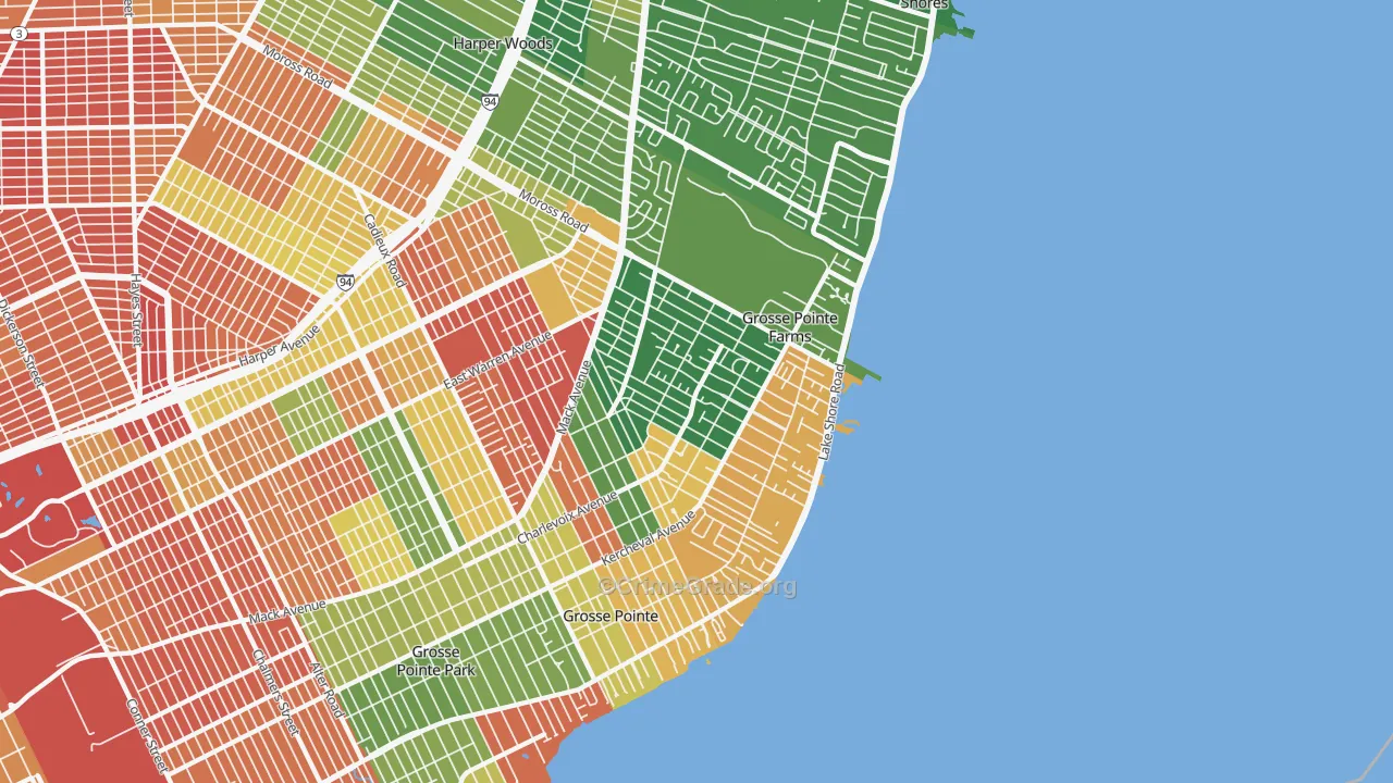 Grosse Pointe Farms, MI Map of Arson Rates