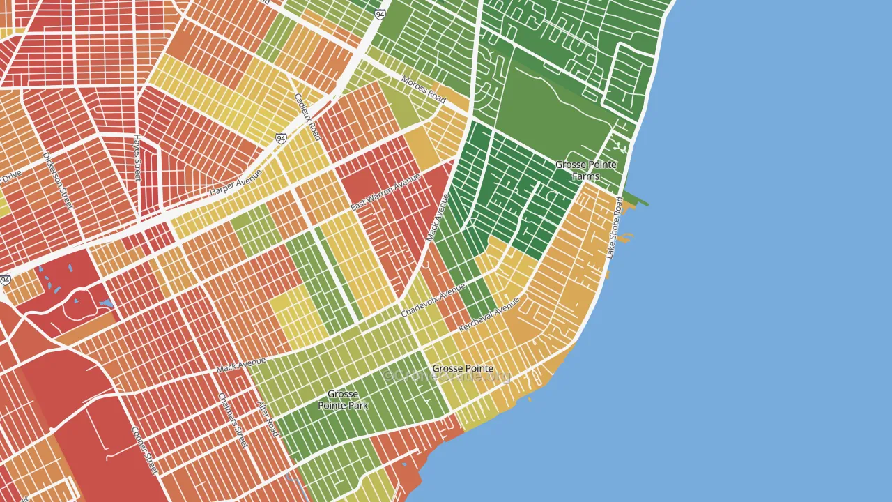 Grosse Pointe, MI Map of Arson Rates