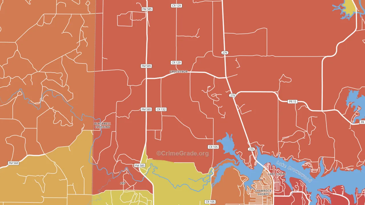 Grosvenor, TX Map of Arson Rates
