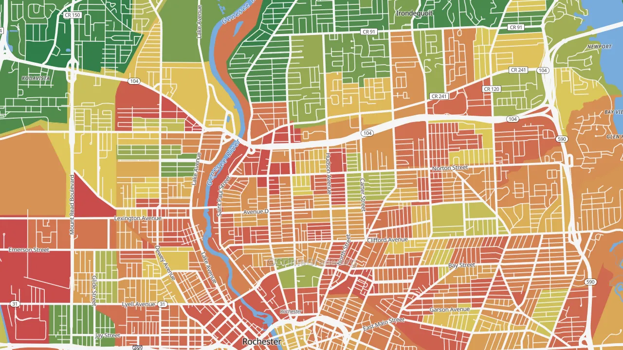 Group 14621, Rochester, NY Map of Arson Rates