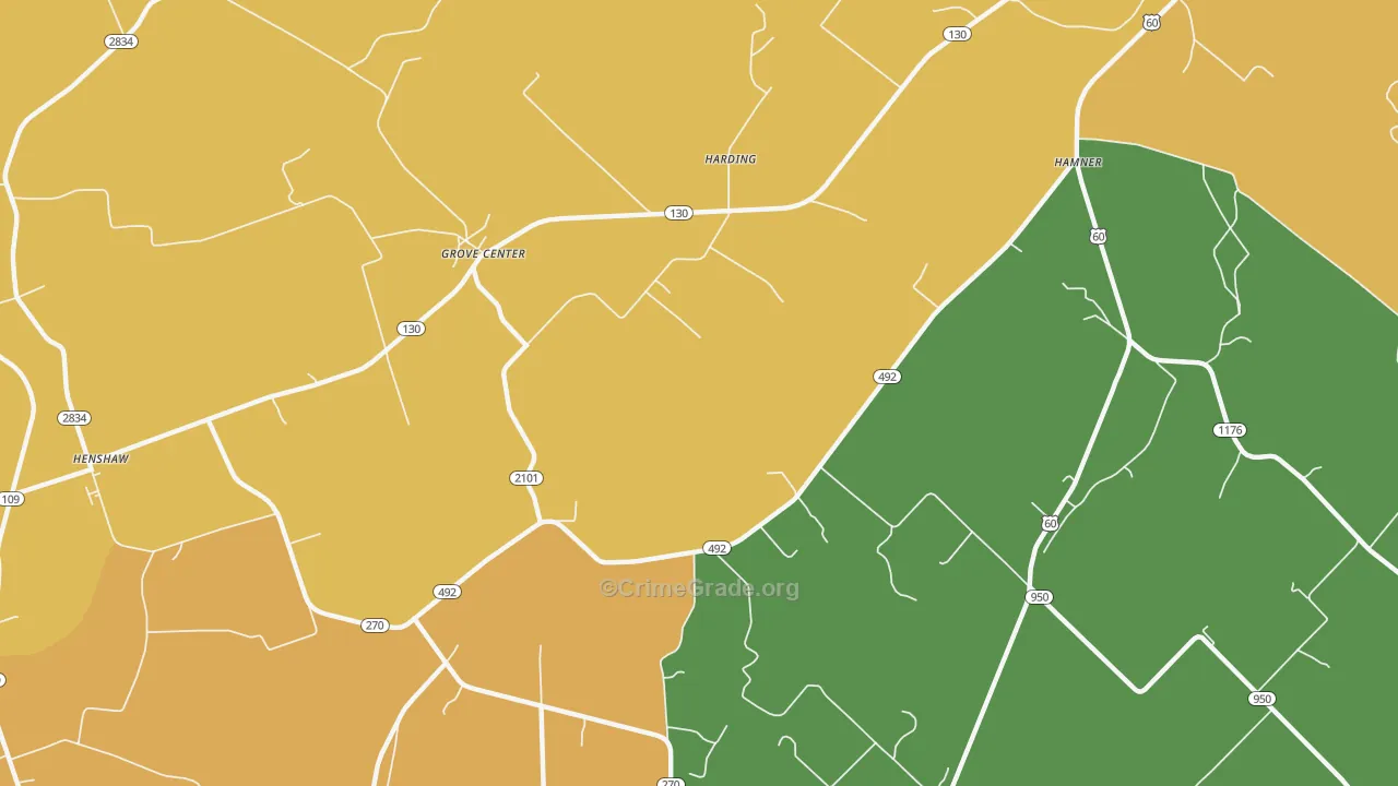Grove Center, KY Map of Arson Rates