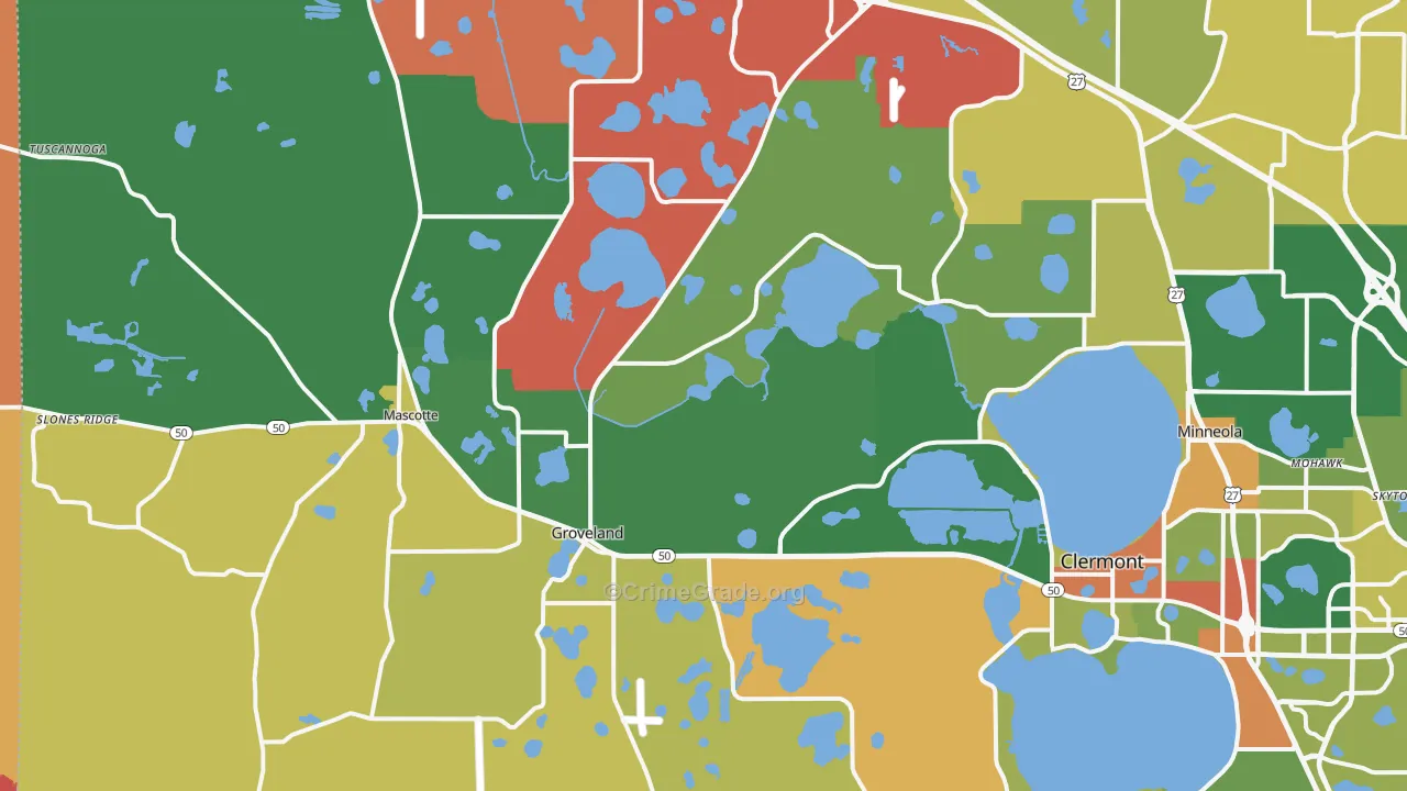 Groveland, FL Map of Arson Rates