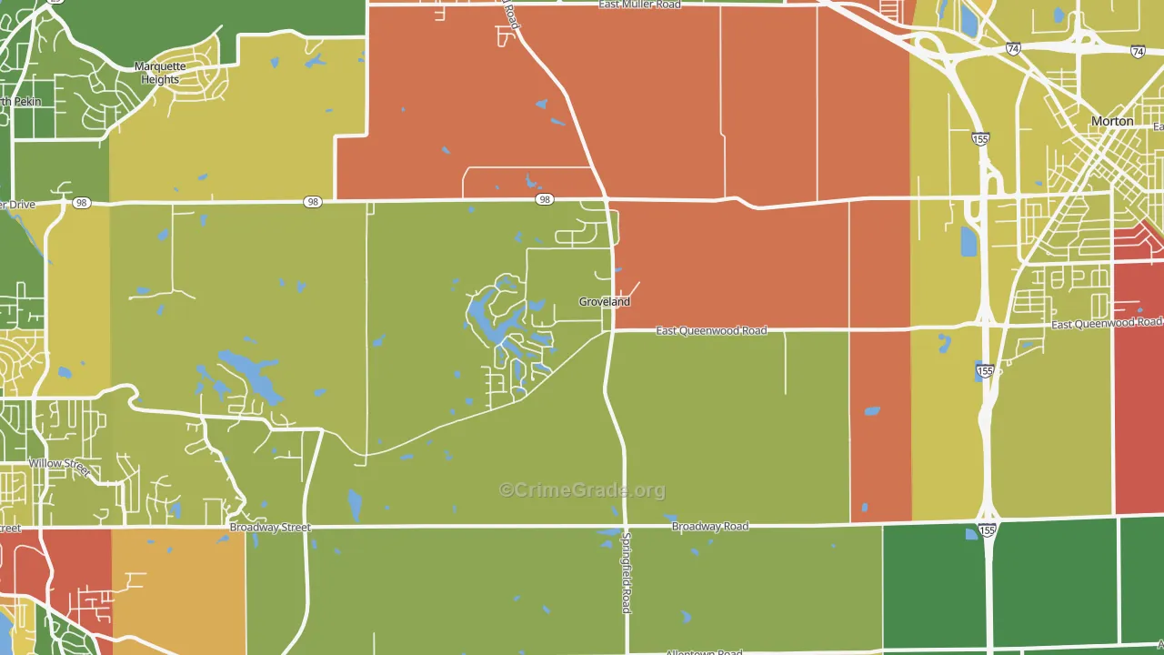 Groveland, IL Map of Arson Rates