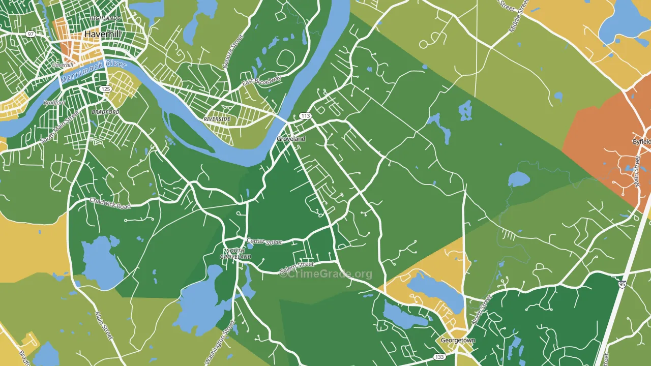 Groveland, MA Map of Arson Rates