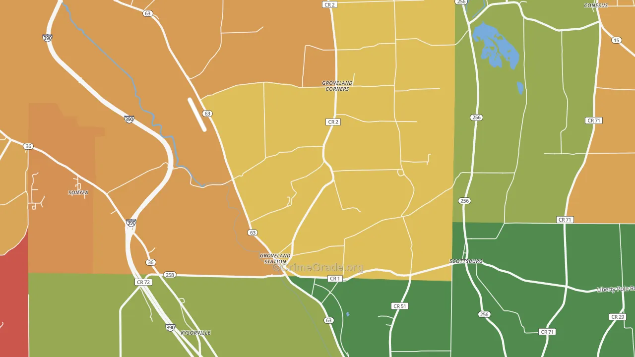 Groveland, NY Map of Arson Rates