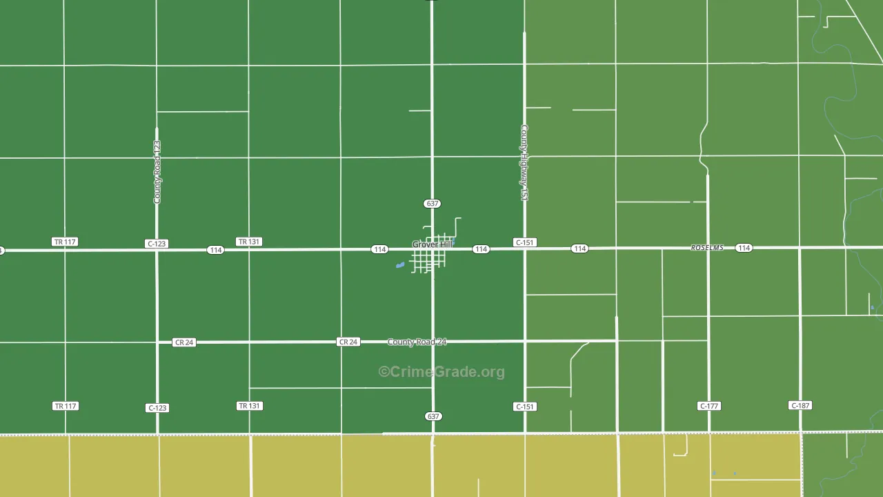 Grover Hill, OH Map of Arson Rates