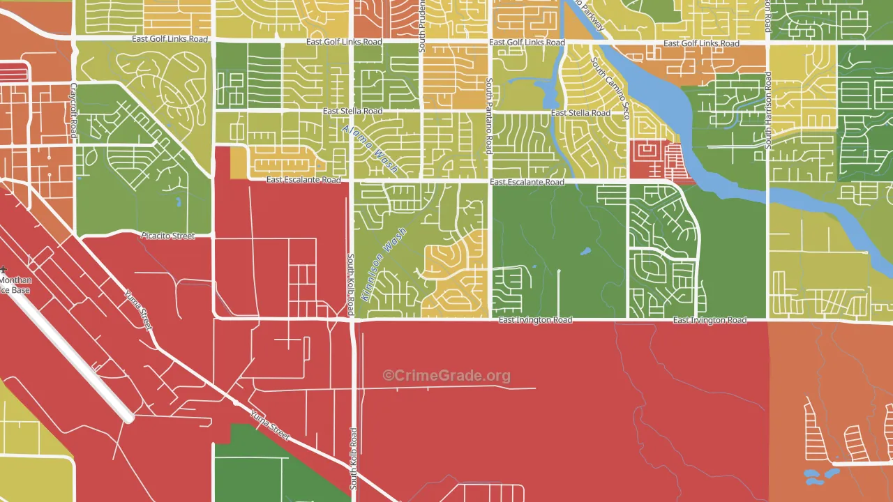 Groves Lincoln Park, Tucson, AZ Map of Arson Rates