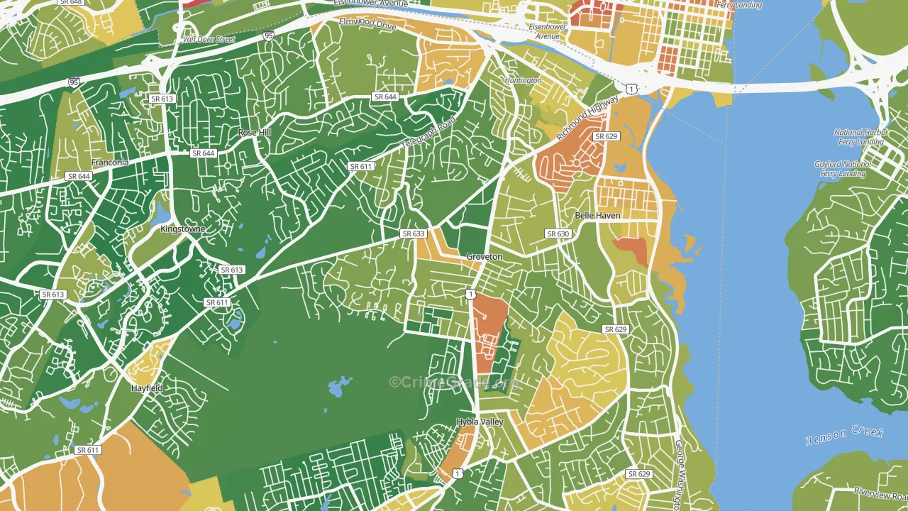 Groveton, Alexandria, VA Map of Arson Rates