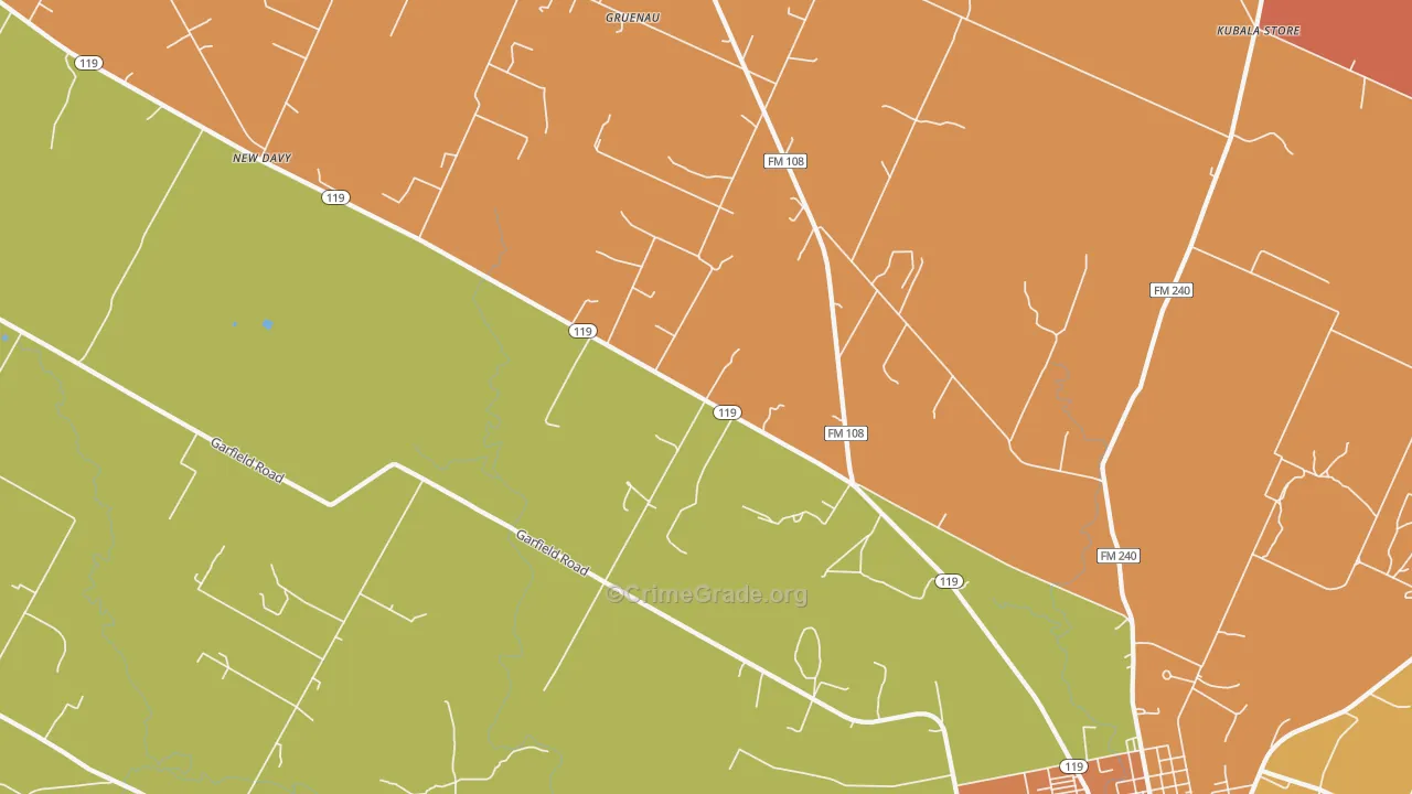 Gruenau, TX Map of Arson Rates