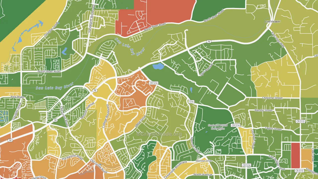 Guajome, Oceanside, CA Map of Arson Rates