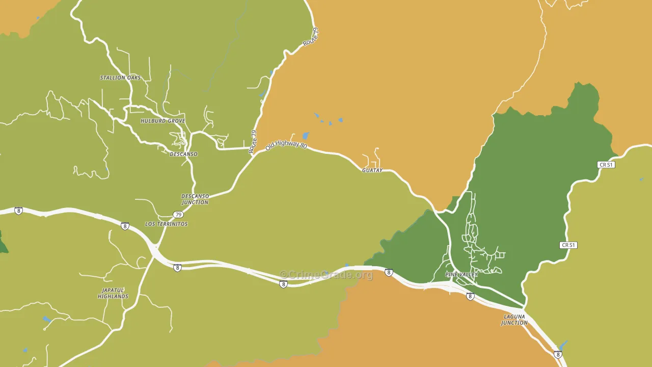 Guatay, CA Map of Arson Rates