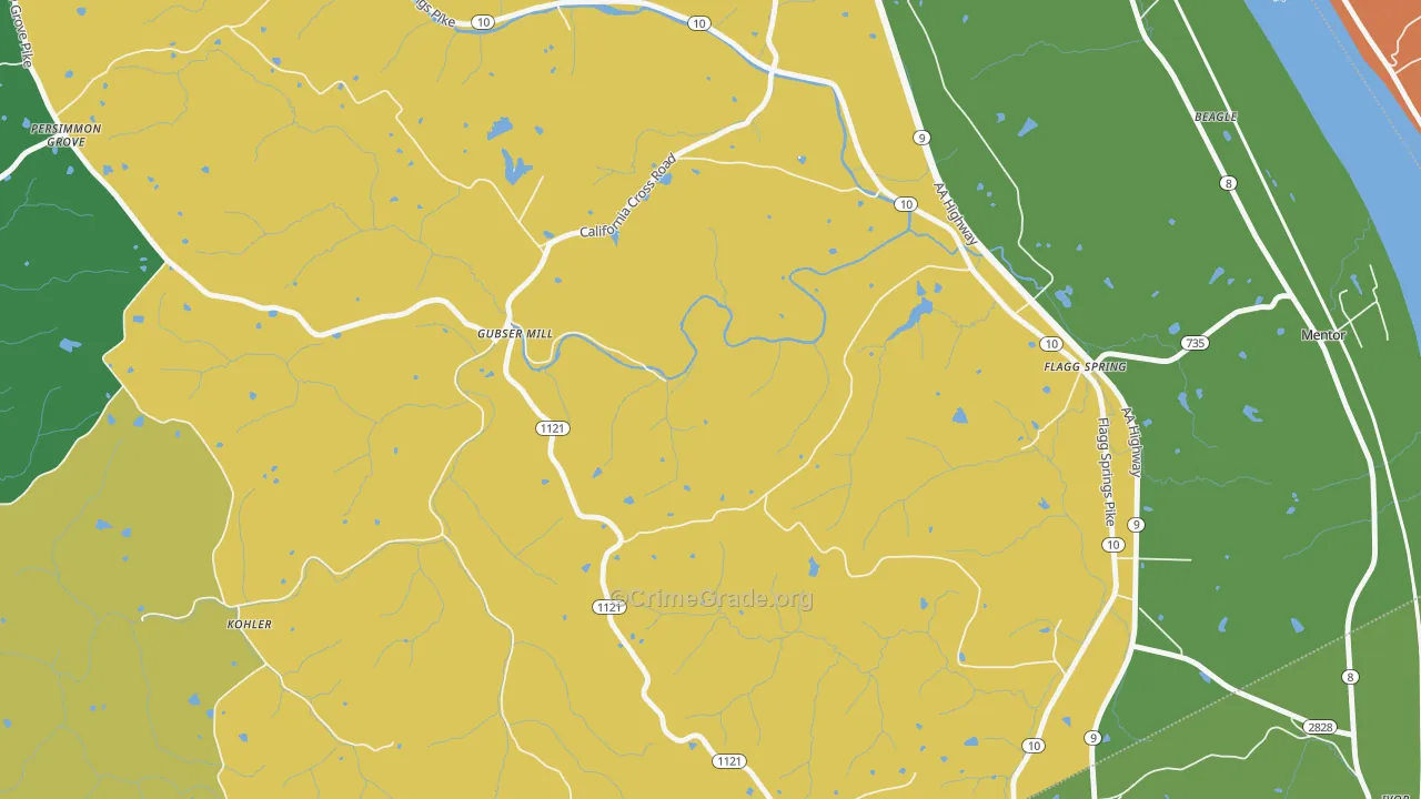 Gubser Mill, KY Map of Arson Rates
