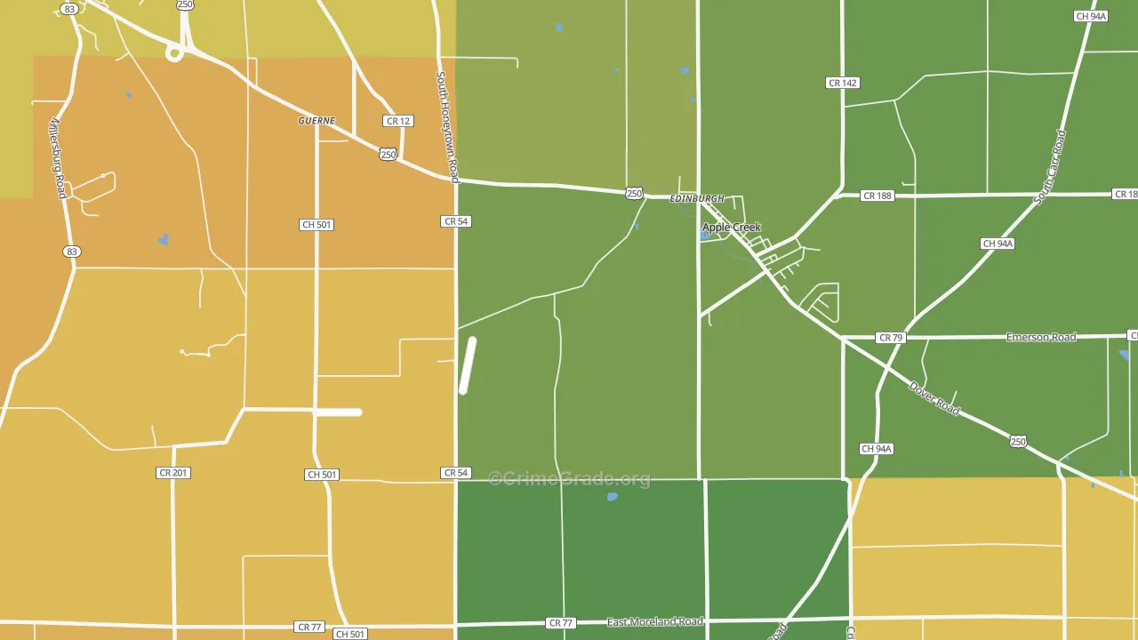Guerne, OH Map of Arson Rates