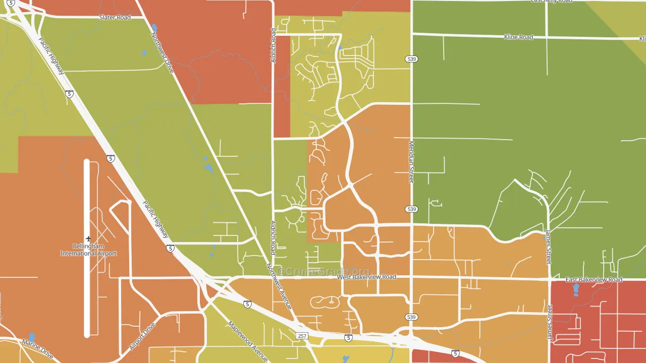 Guide Meridian, Bellingham, WA Map of Arson Rates