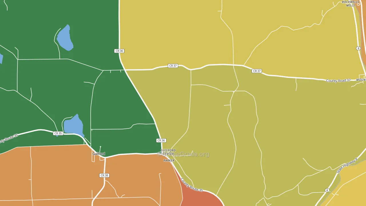 Guilford Center, NY Map of Arson Rates
