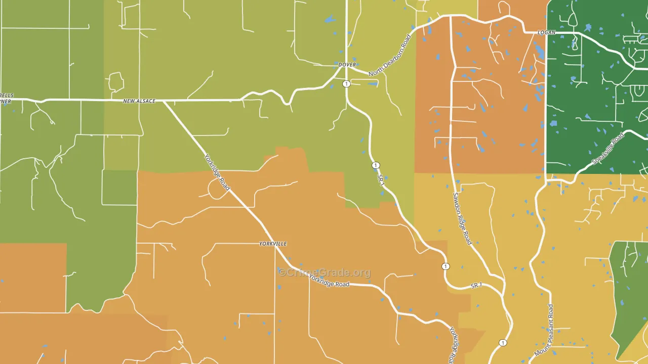 Guilford, IN Map of Arson Rates