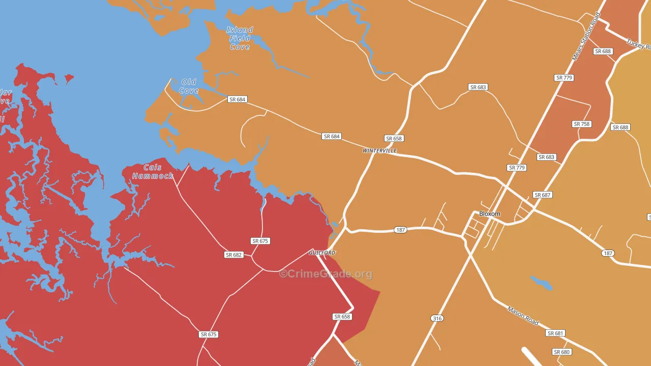 Guilford, VA Map of Arson Rates