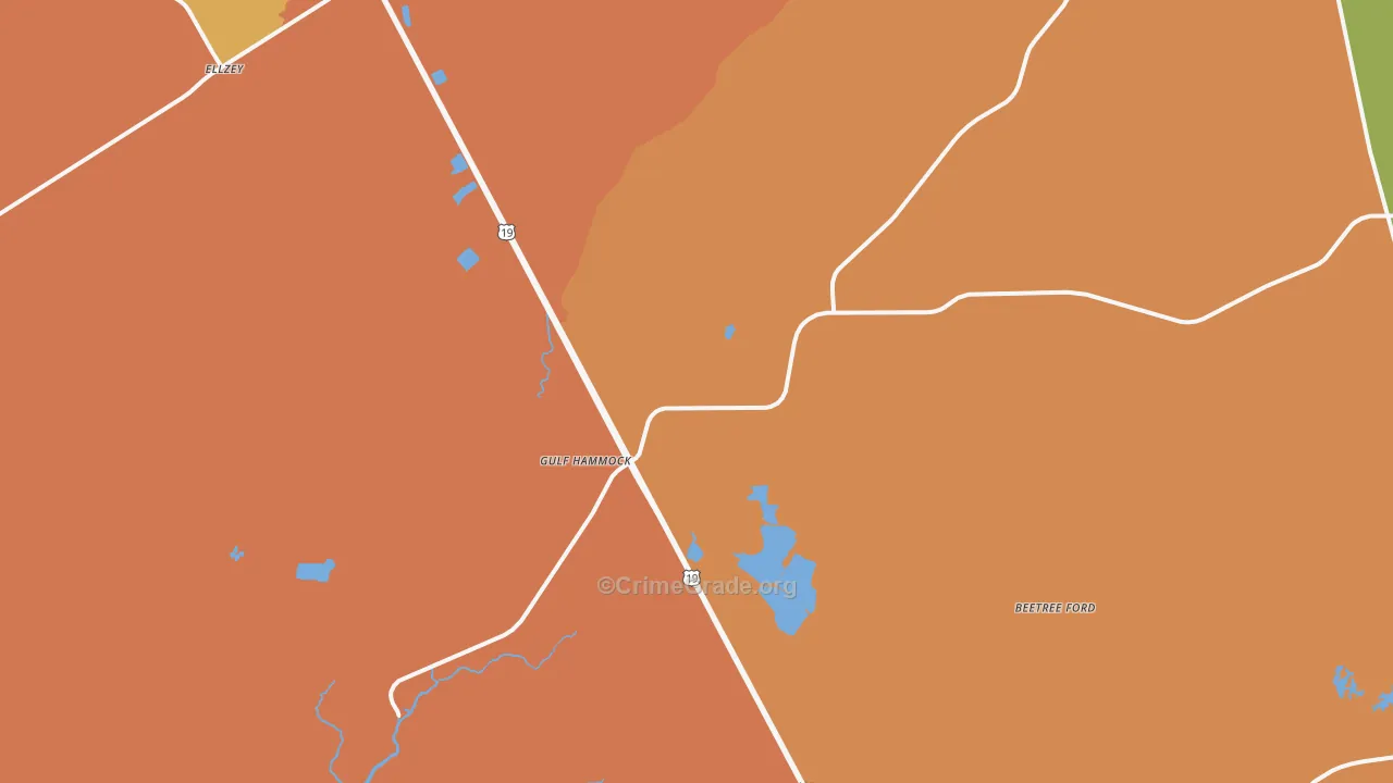 Gulf Hammock, FL Map of Arson Rates