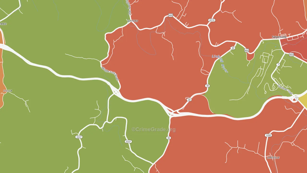 Gullett, KY Map of Arson Rates