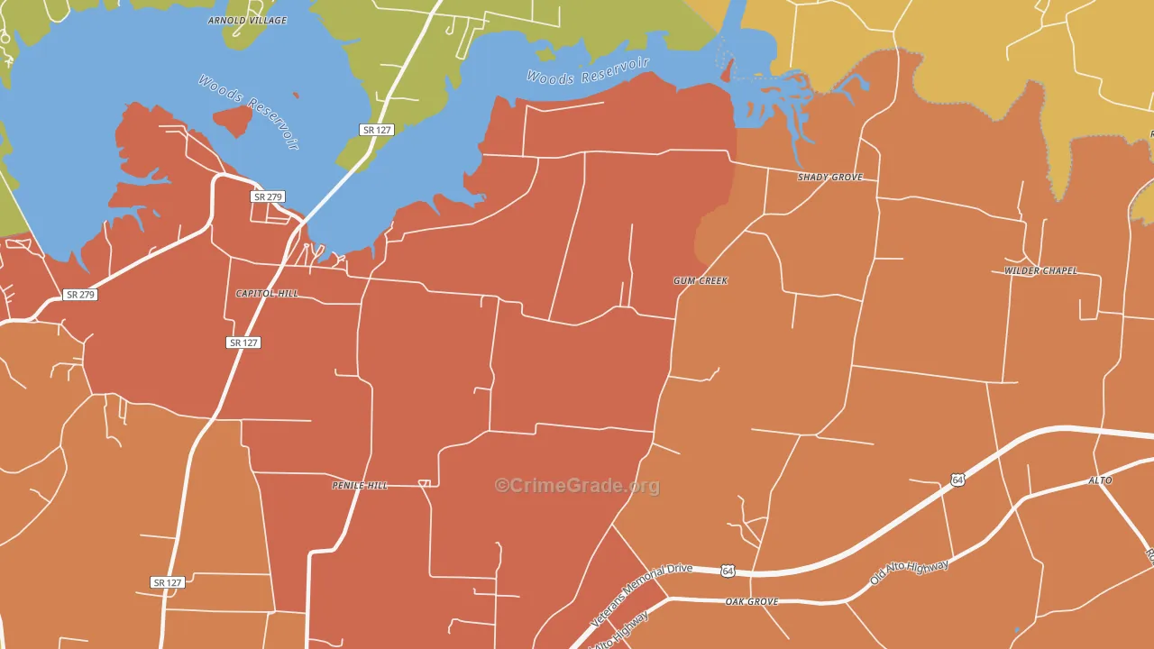 Gum Creek, TN Map of Arson Rates