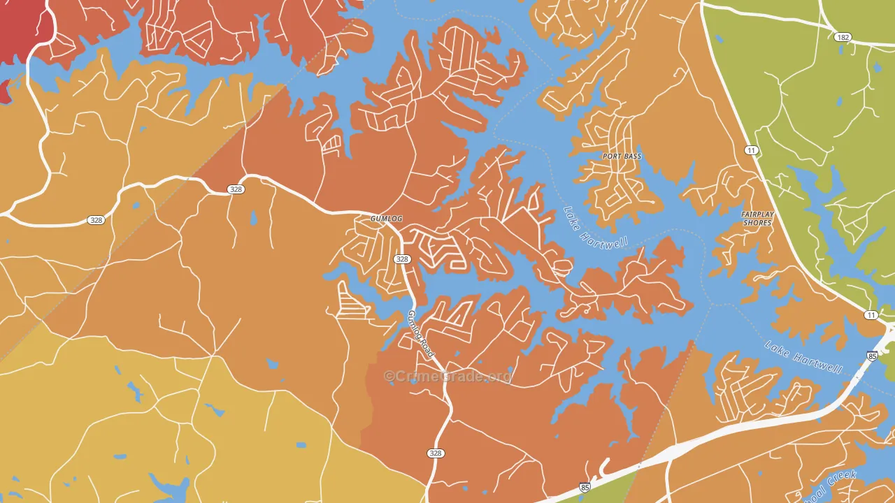 Gumlog, GA Map of Arson Rates
