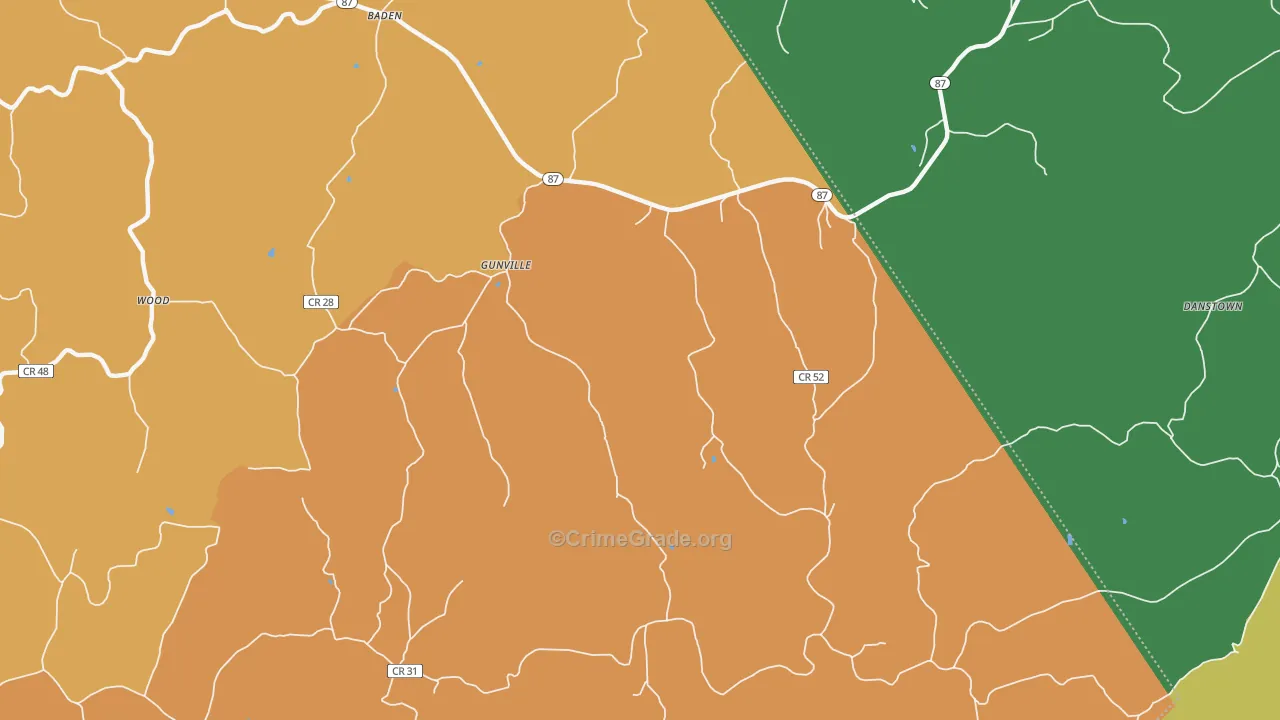 Gunville, WV Map of Arson Rates