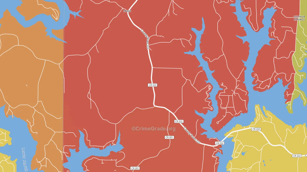 Guthery Crossroads, AL Map of Arson Rates