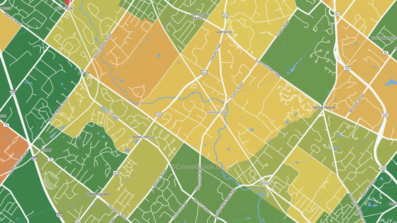 Gwynedd Valley, PA Map of Arson Rates