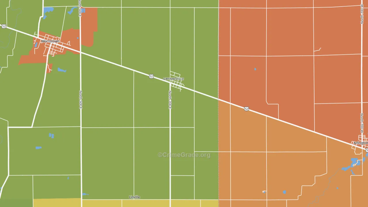 Gwynneville, IN Map of Arson Rates