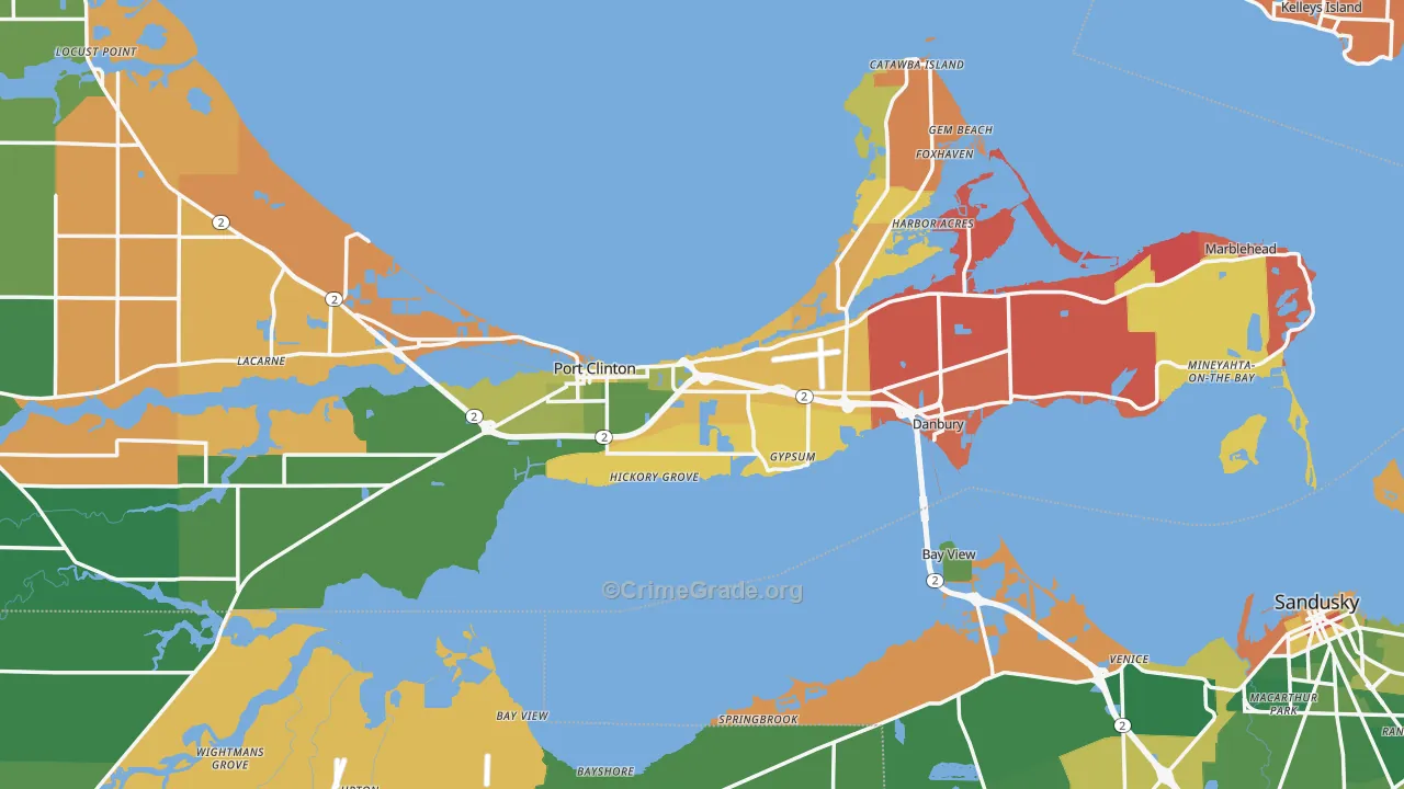 Gypsum, OH Map of Arson Rates