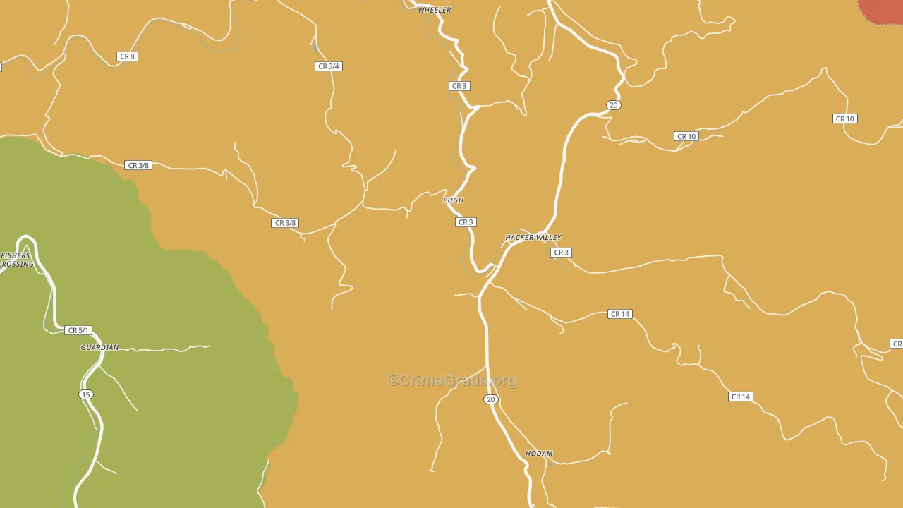 Hacker Valley, WV Map of Arson Rates