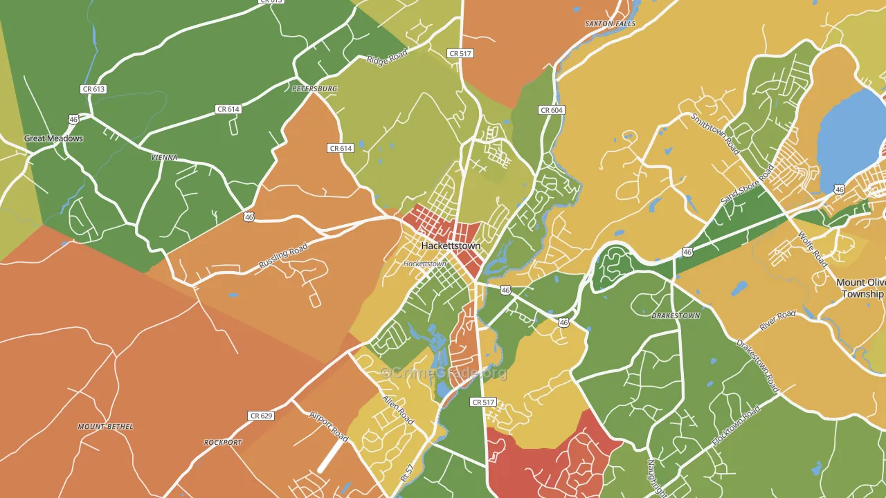 Hackettstown, NJ Map of Arson Rates