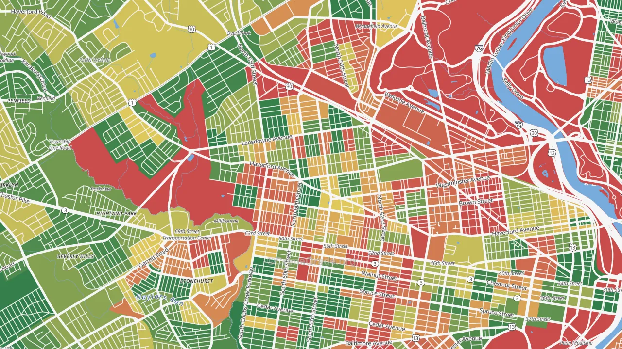 Haddington-Carroll Park, Philadelphia, PA Map of Arson Rates