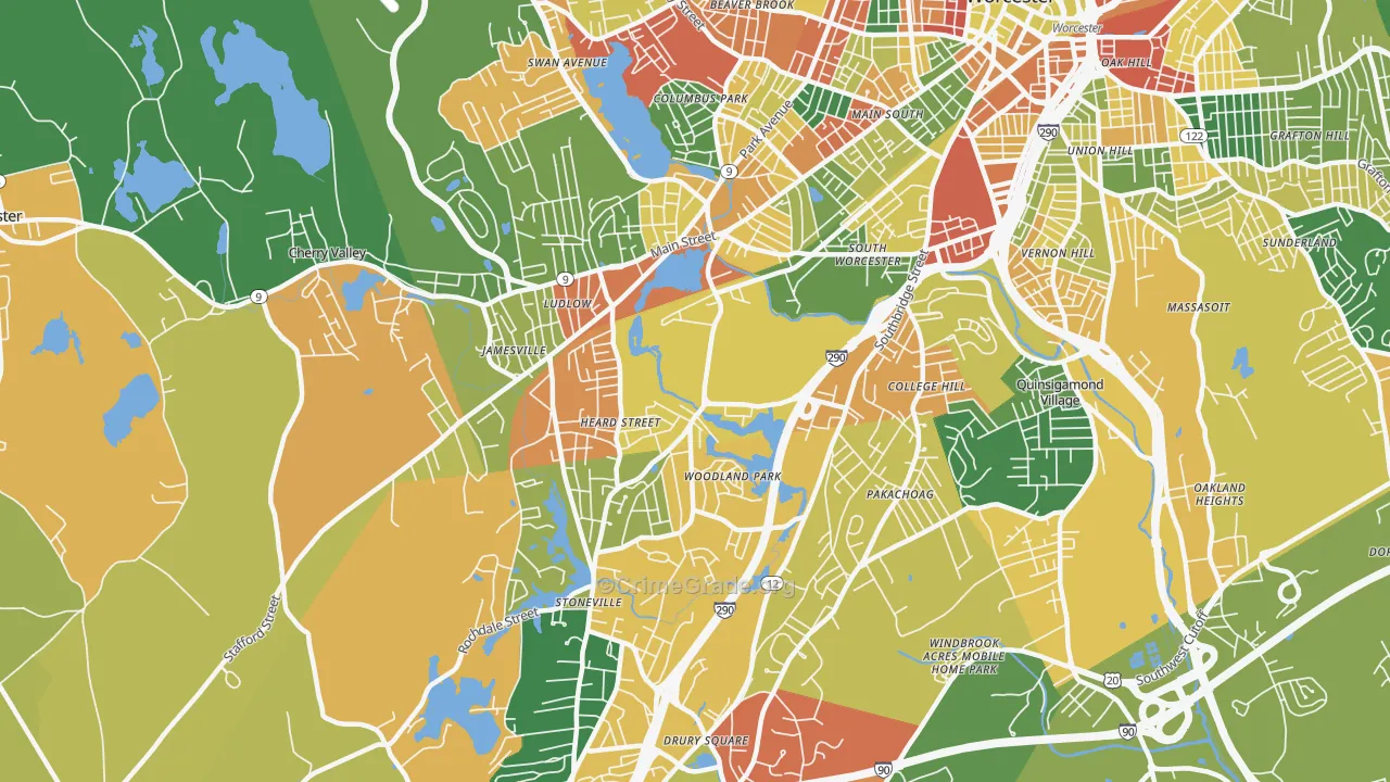 Hadwen Park, Worcester, MA Map of Arson Rates