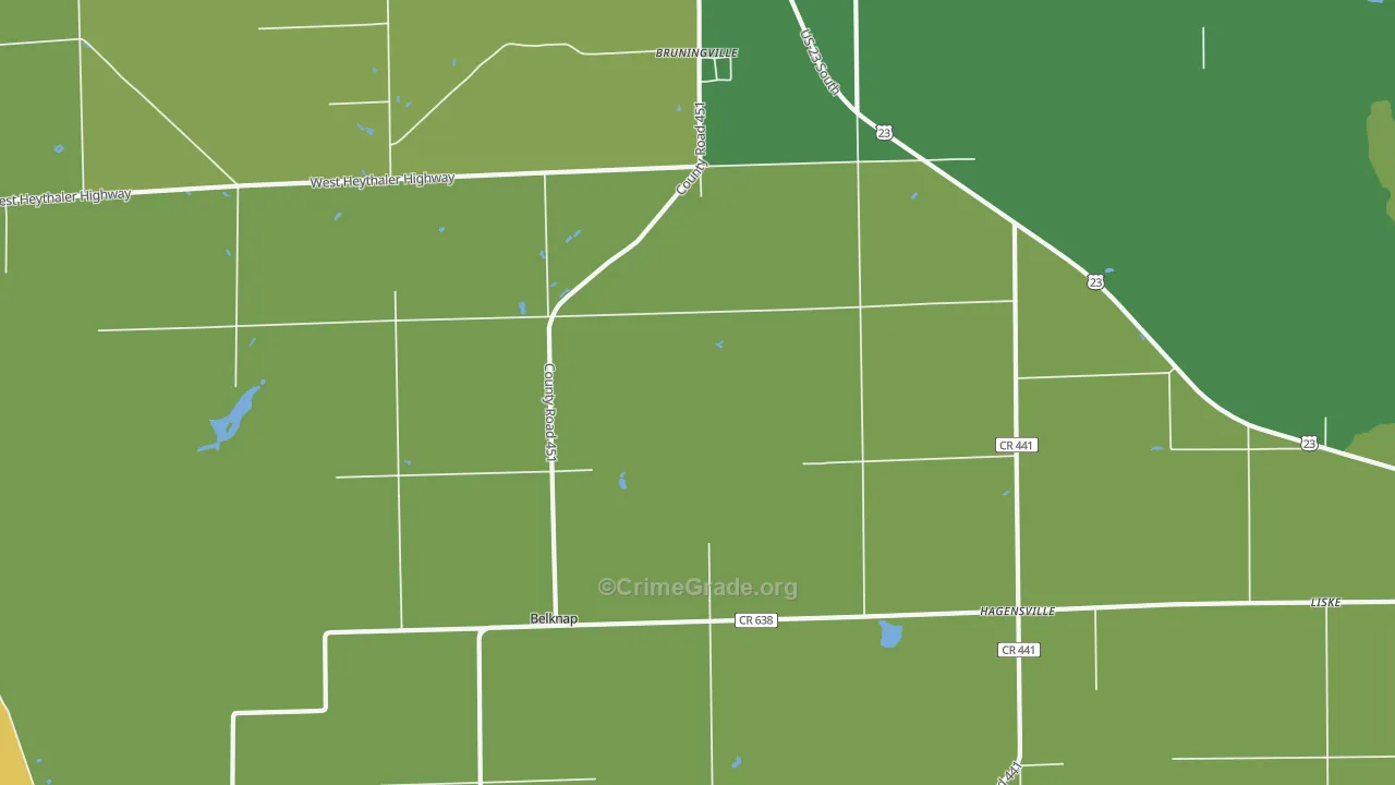 Hagensville, MI Map of Arson Rates