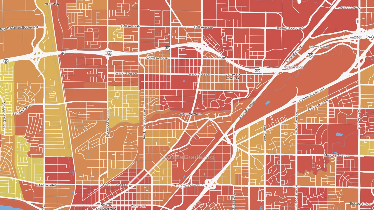 Hagginwood, Sacramento, CA Map of Arson Rates
