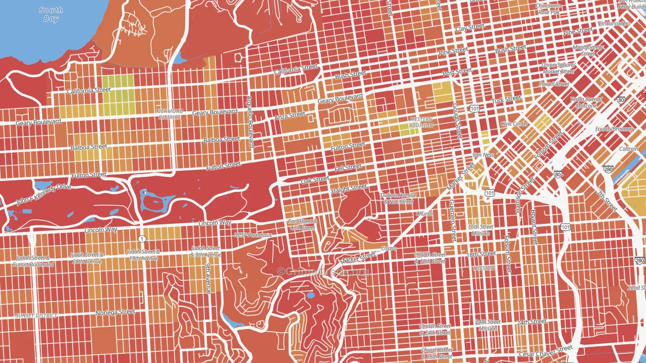 Haight-Ashbury, San Francisco, CA Map of Arson Rates