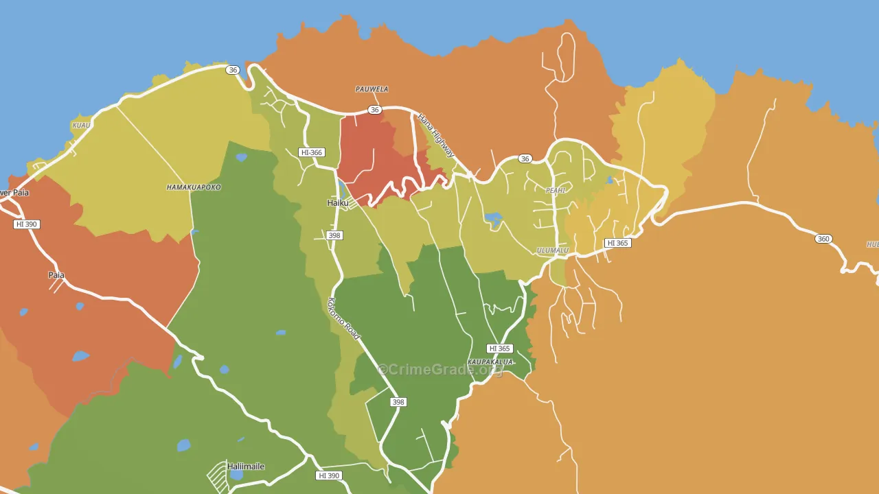 Haiku-Pauwela, HI Map of Arson Rates