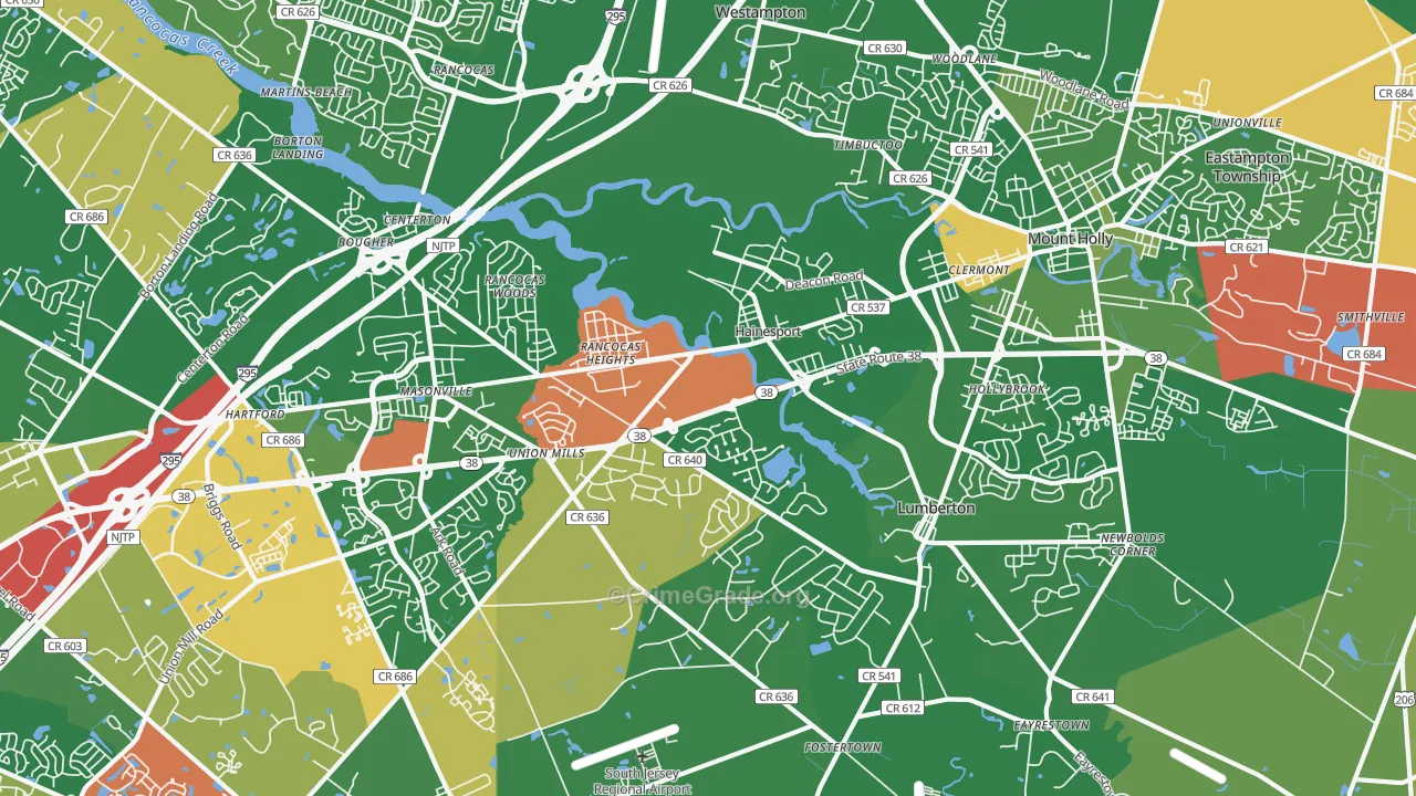 Hainesport, NJ Map of Arson Rates