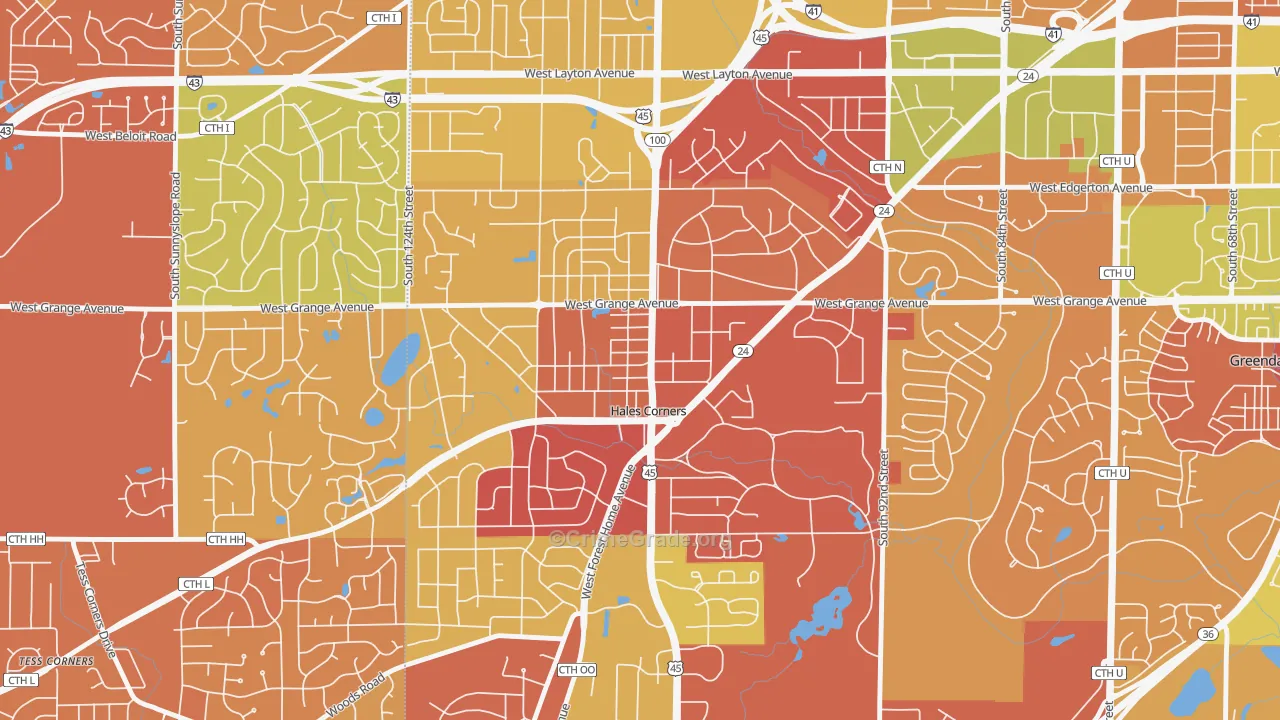 Hales Corners, WI Map of Arson Rates