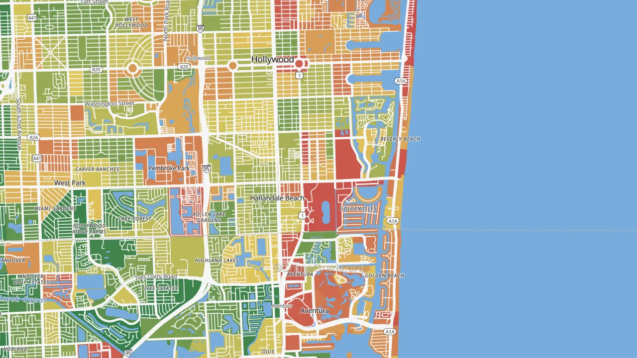 Hallandale Beach, FL Map of Arson Rates