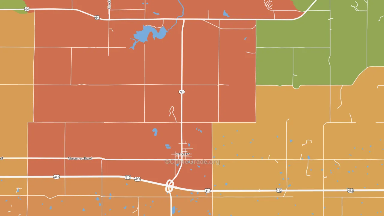 Hallett, OK Map of Arson Rates