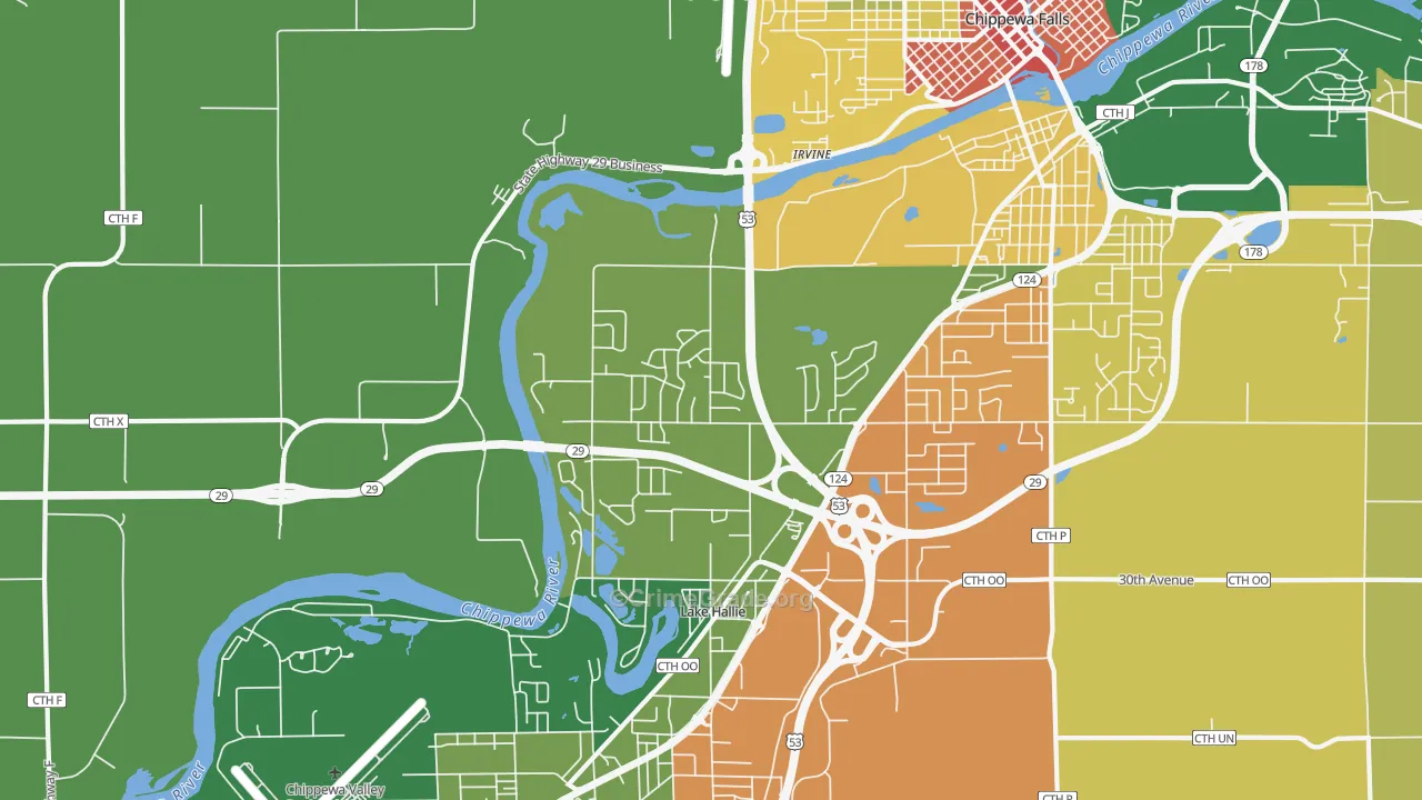 Hallie, WI Map of Arson Rates