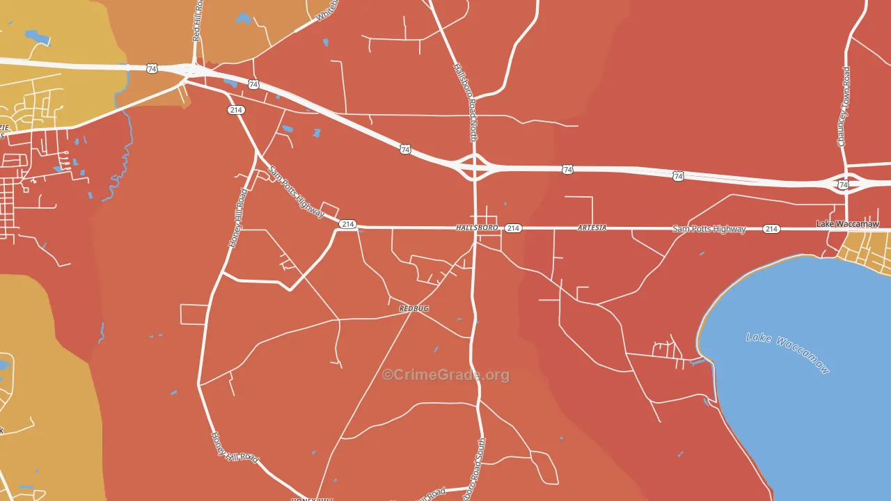 Hallsboro, NC Map of Arson Rates