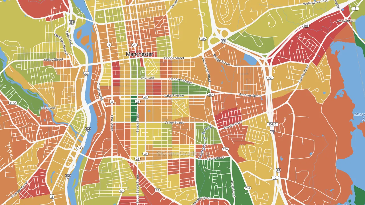 Hallsville, Manchester, NH Map of Arson Rates